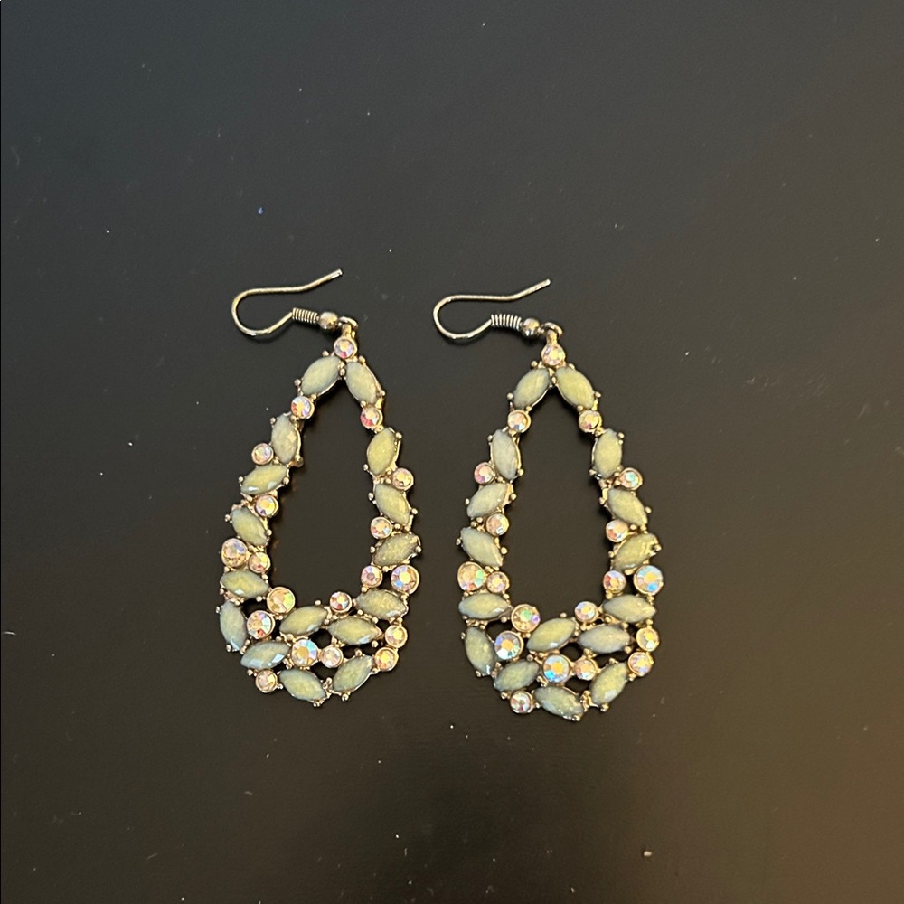 Elegant Teardrop Earrings with Opalescent Stones